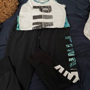 PINK joggers and tank matching 2 piece set.